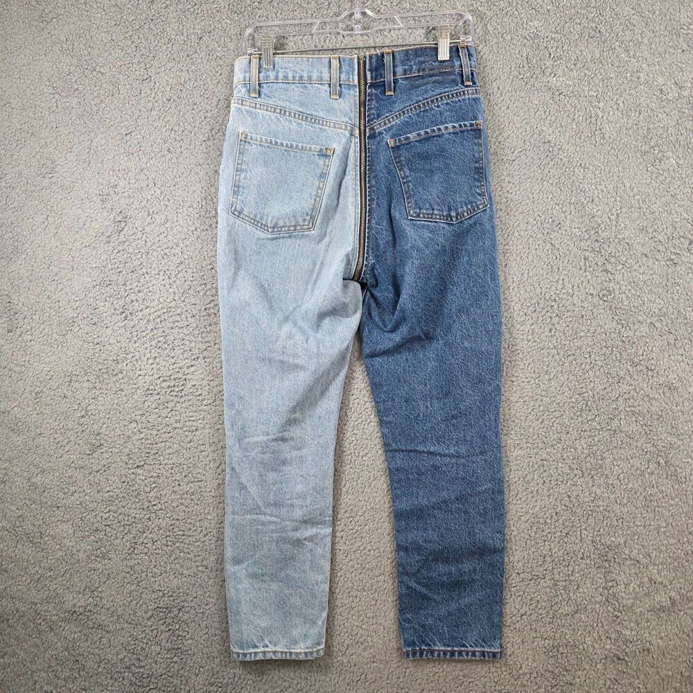 Revice Denim Jeans Yin Yang Crops Size 28 Tokyo Wash Two Tone Blue Zip Detail - Picture 8 of 15